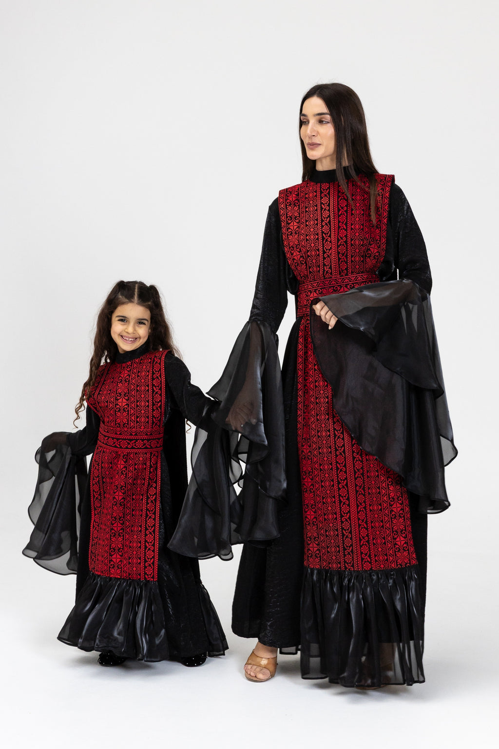 Kids Black Dress with Embroidered Overlay