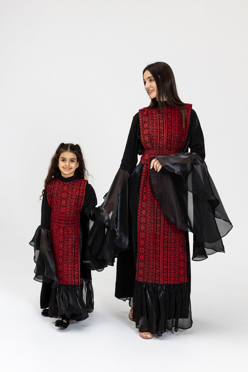 Kids Black Dress with Embroidered Overlay