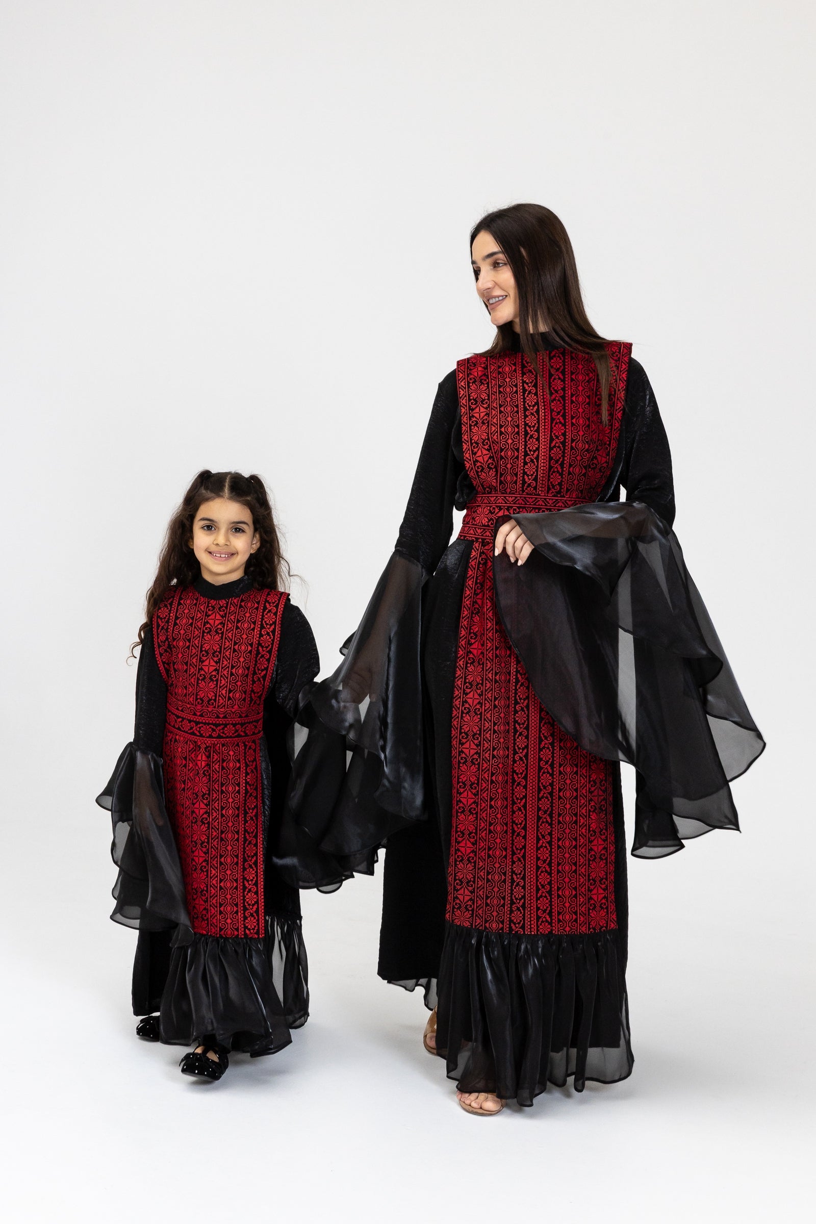 Kids Black Dress with Embroidered Overlay