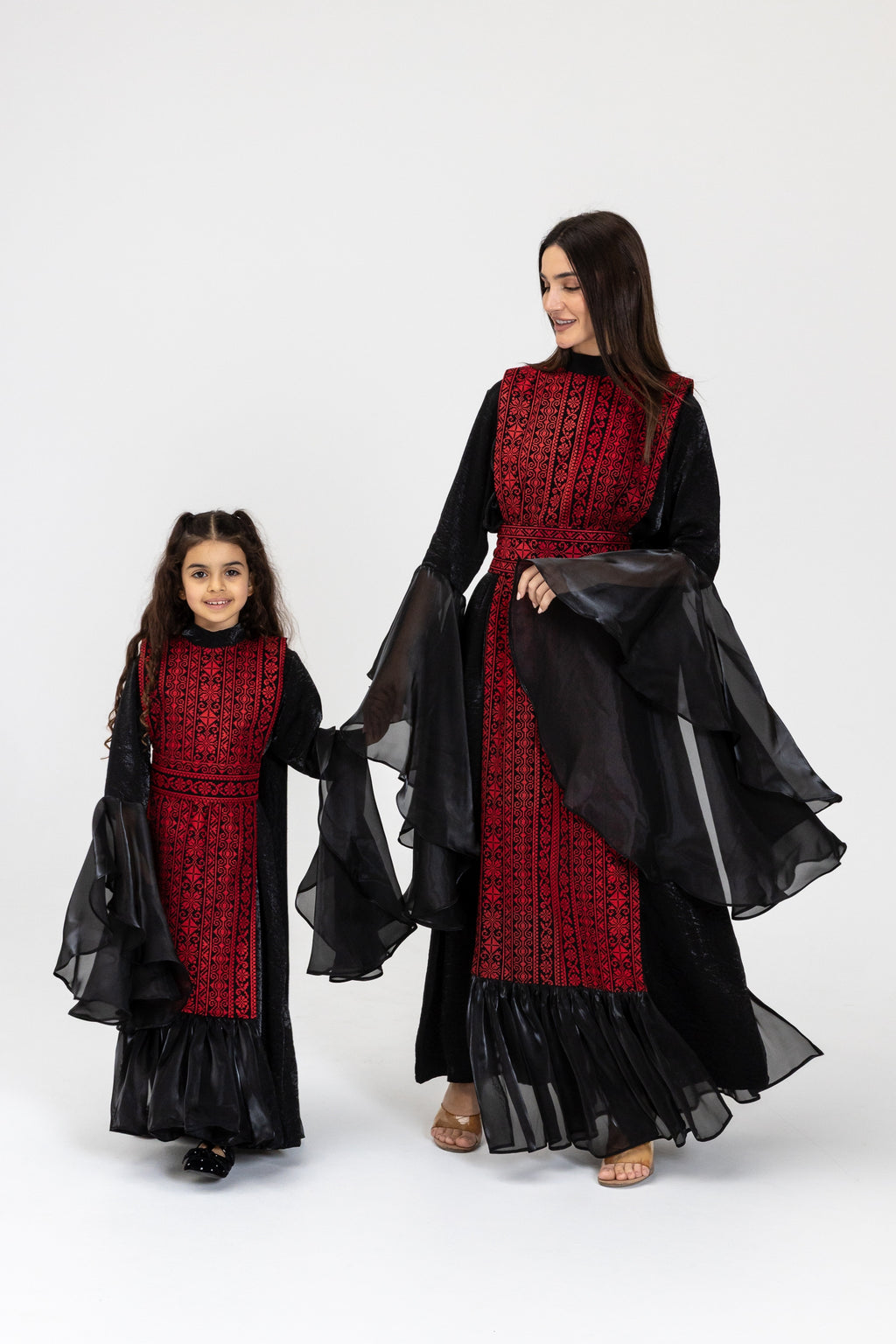 Kids Black Dress with Embroidered Overlay