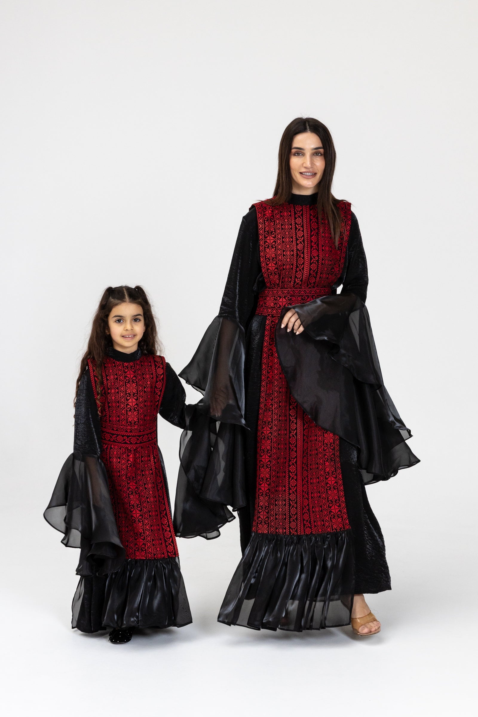 Kids Black Dress with Embroidered Overlay