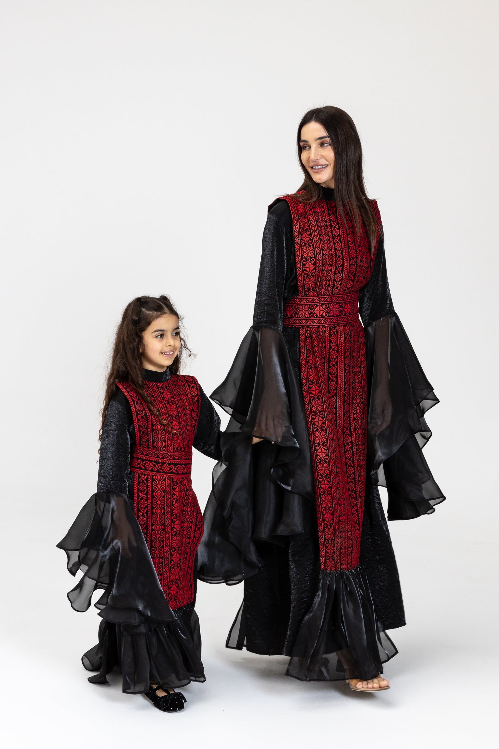 Kids Black Dress with Embroidered Overlay
