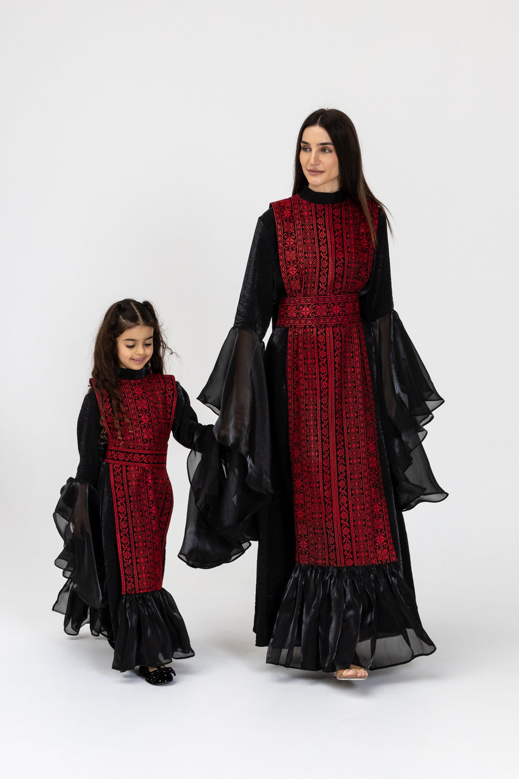 Kids Black Dress with Embroidered Overlay