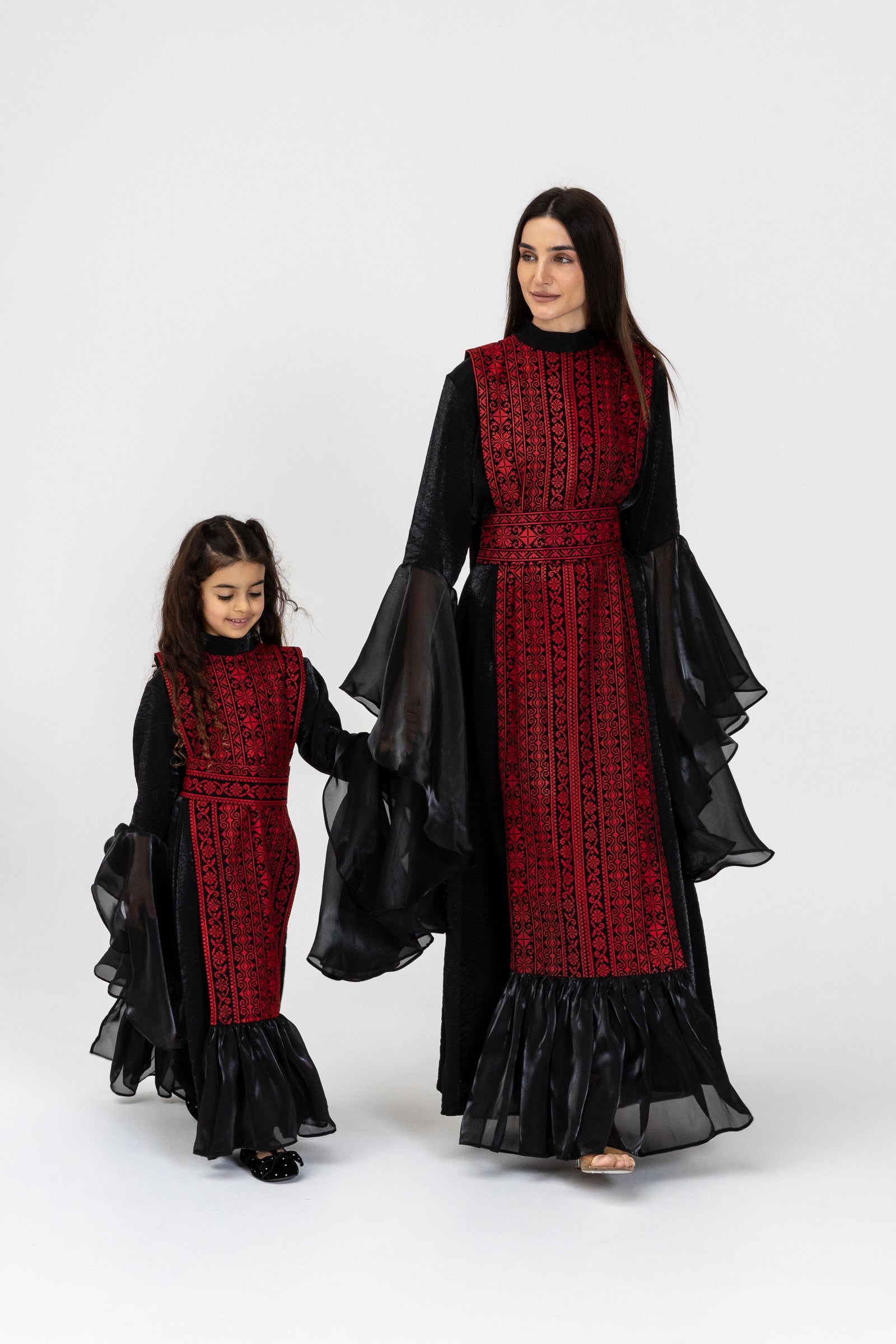 Kids Black Dress with Embroidered Overlay