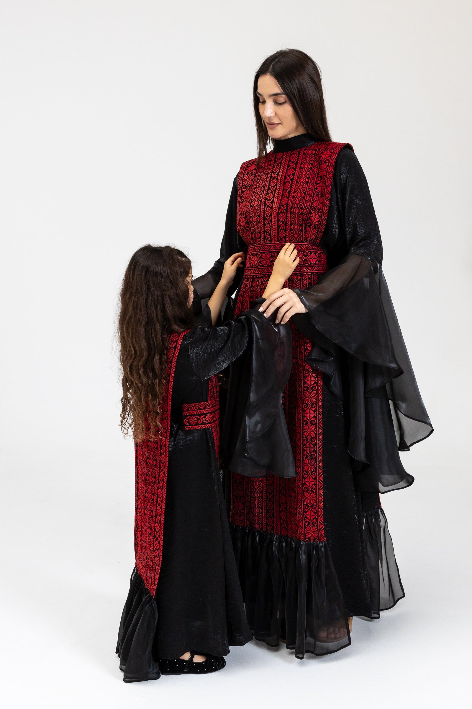 Kids Black Dress with Embroidered Overlay