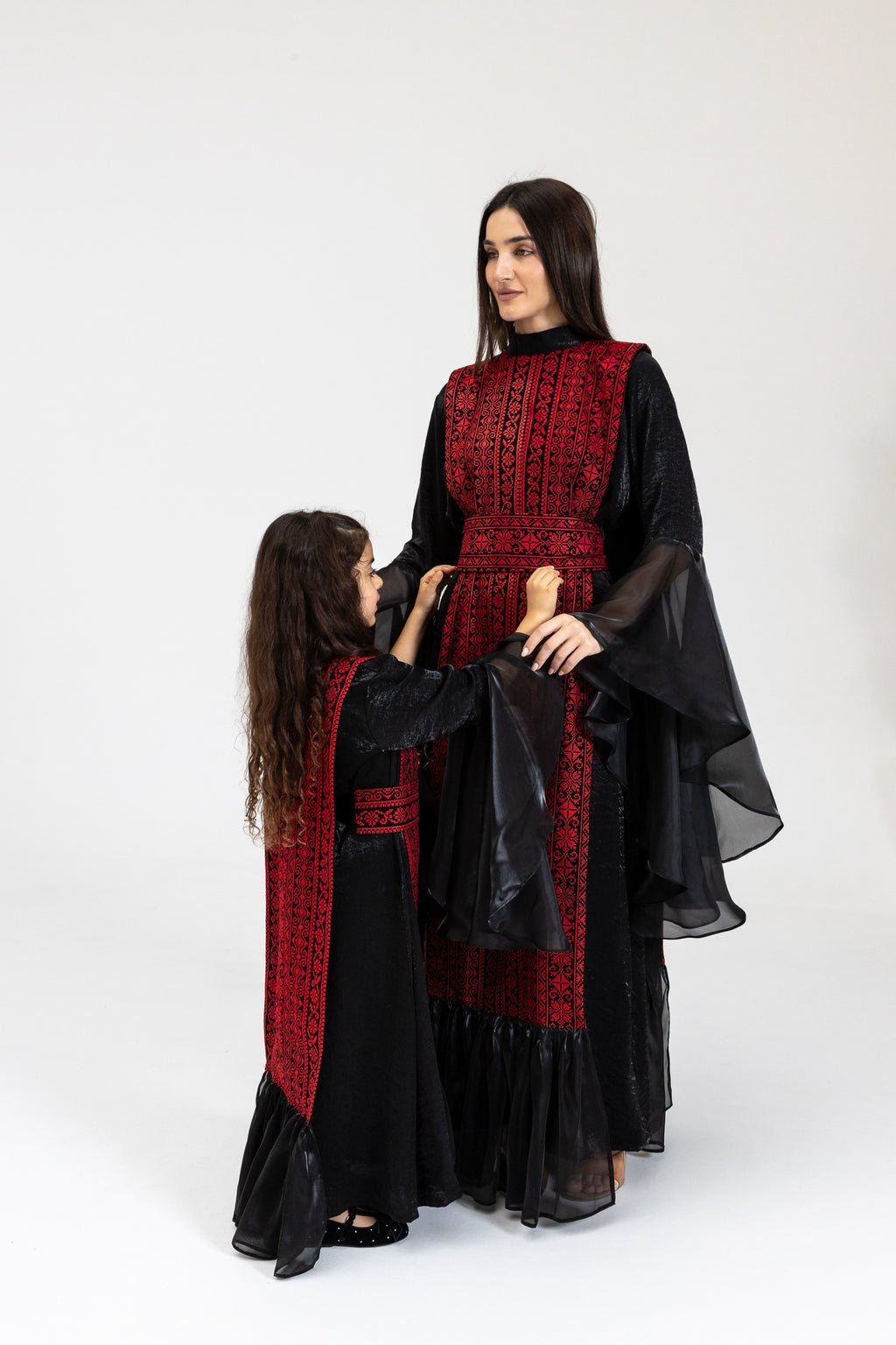 Kids Black Dress with Embroidered Overlay