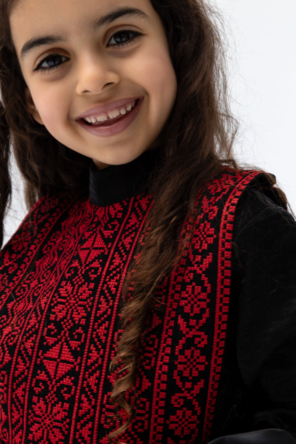 Kids Black Dress with Embroidered Overlay