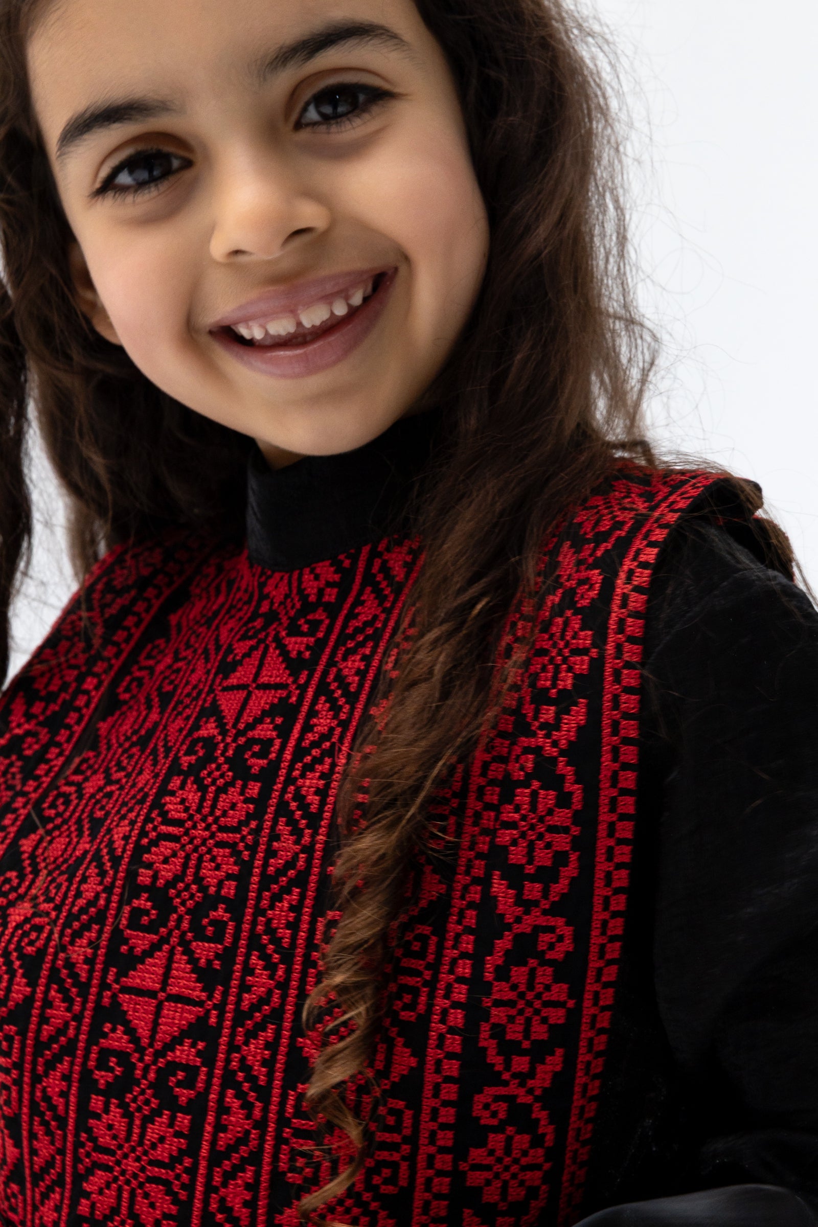 Kids Black Dress with Embroidered Overlay