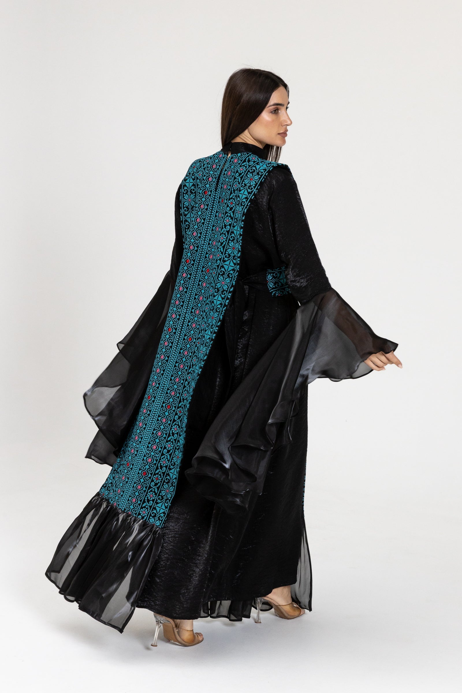 Black Dress with Embroidered Overlay