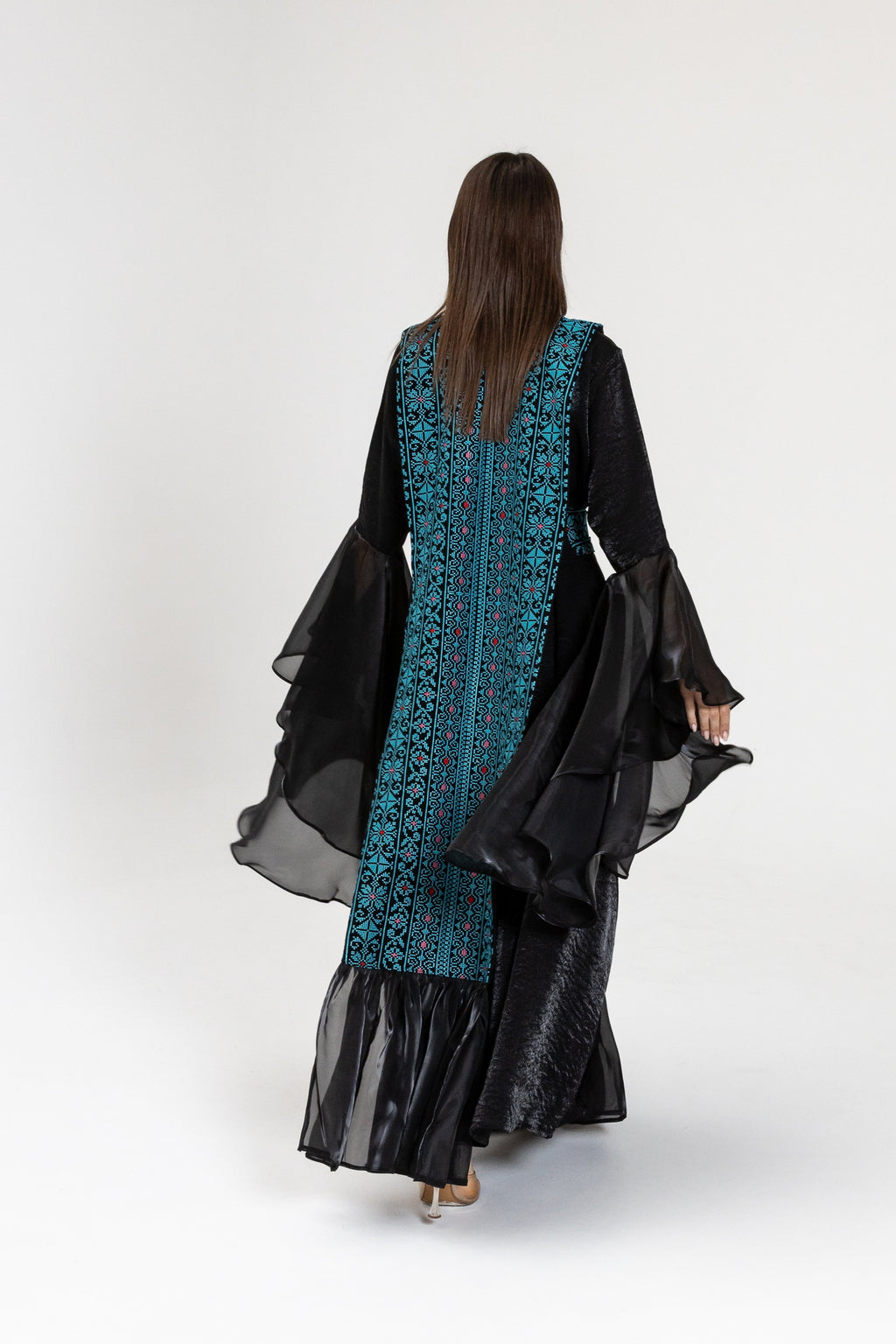Black Dress with Embroidered Overlay