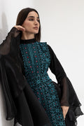 Black Dress with Embroidered Overlay