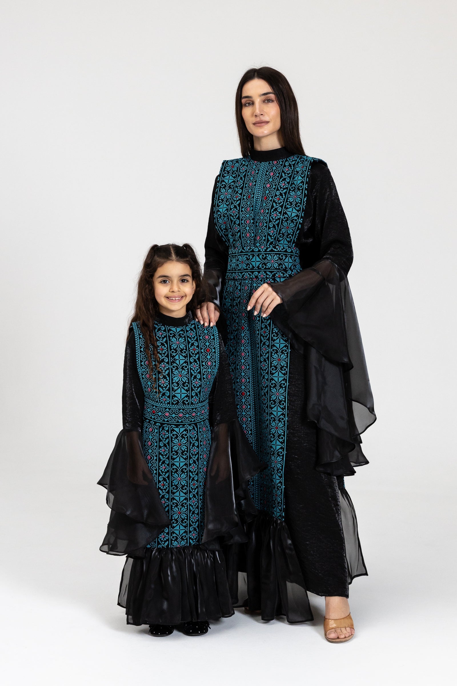 Kids Black Dress with Embroidered Overlay