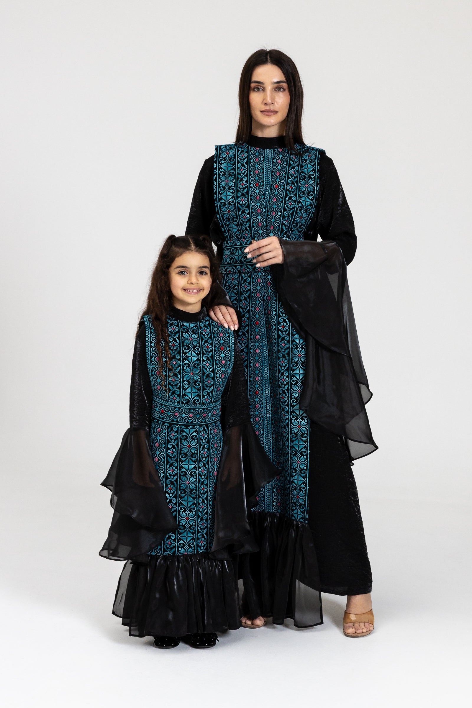 Kids Black Dress with Embroidered Overlay