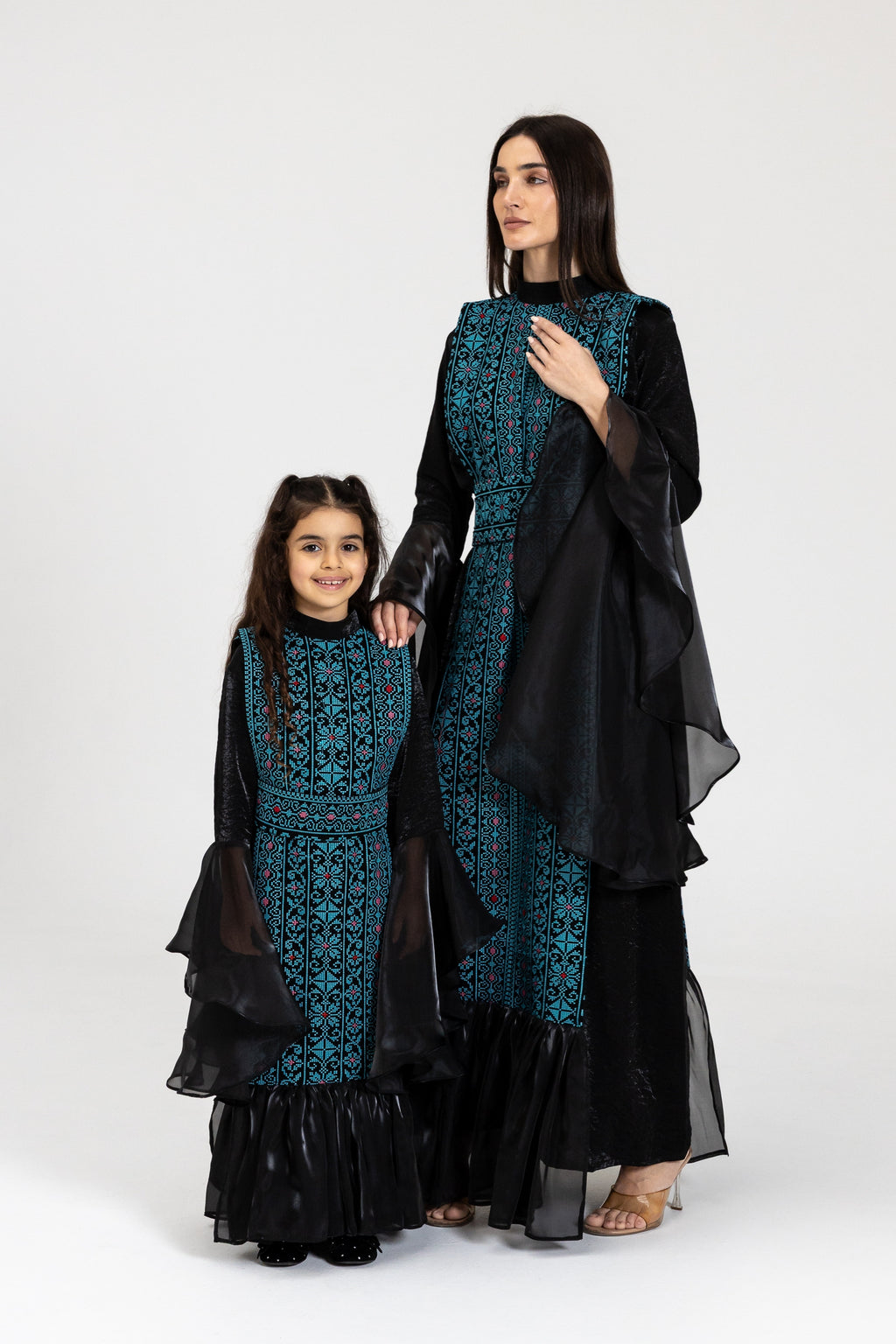 Kids Black Dress with Embroidered Overlay