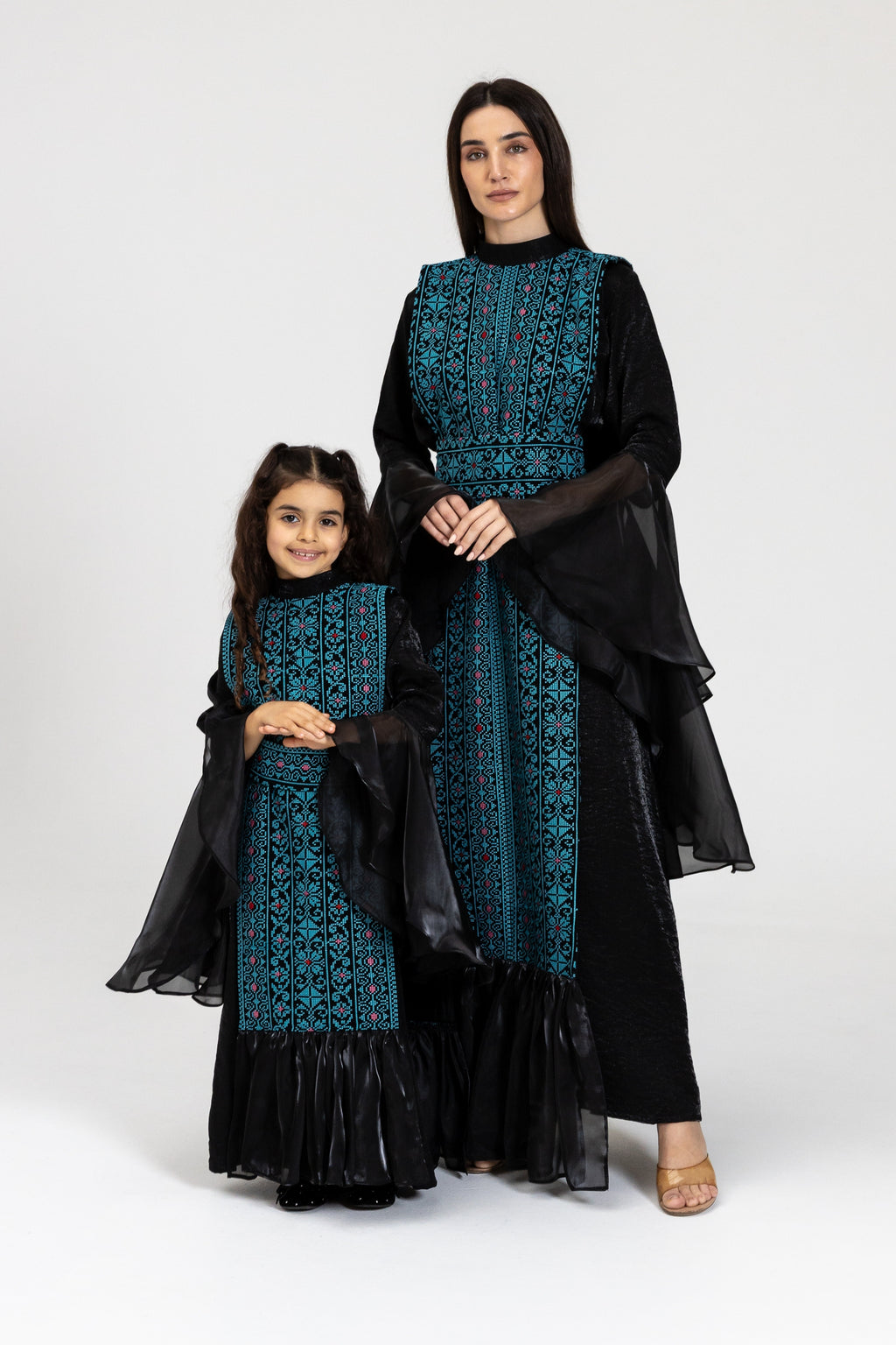 Kids Black Dress with Embroidered Overlay