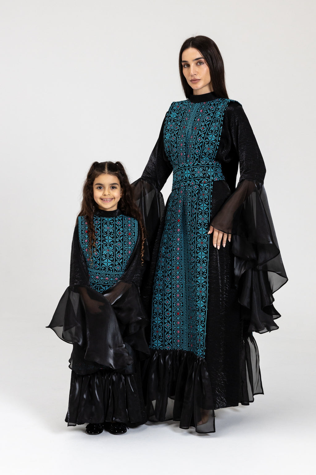 Kids Black Dress with Embroidered Overlay