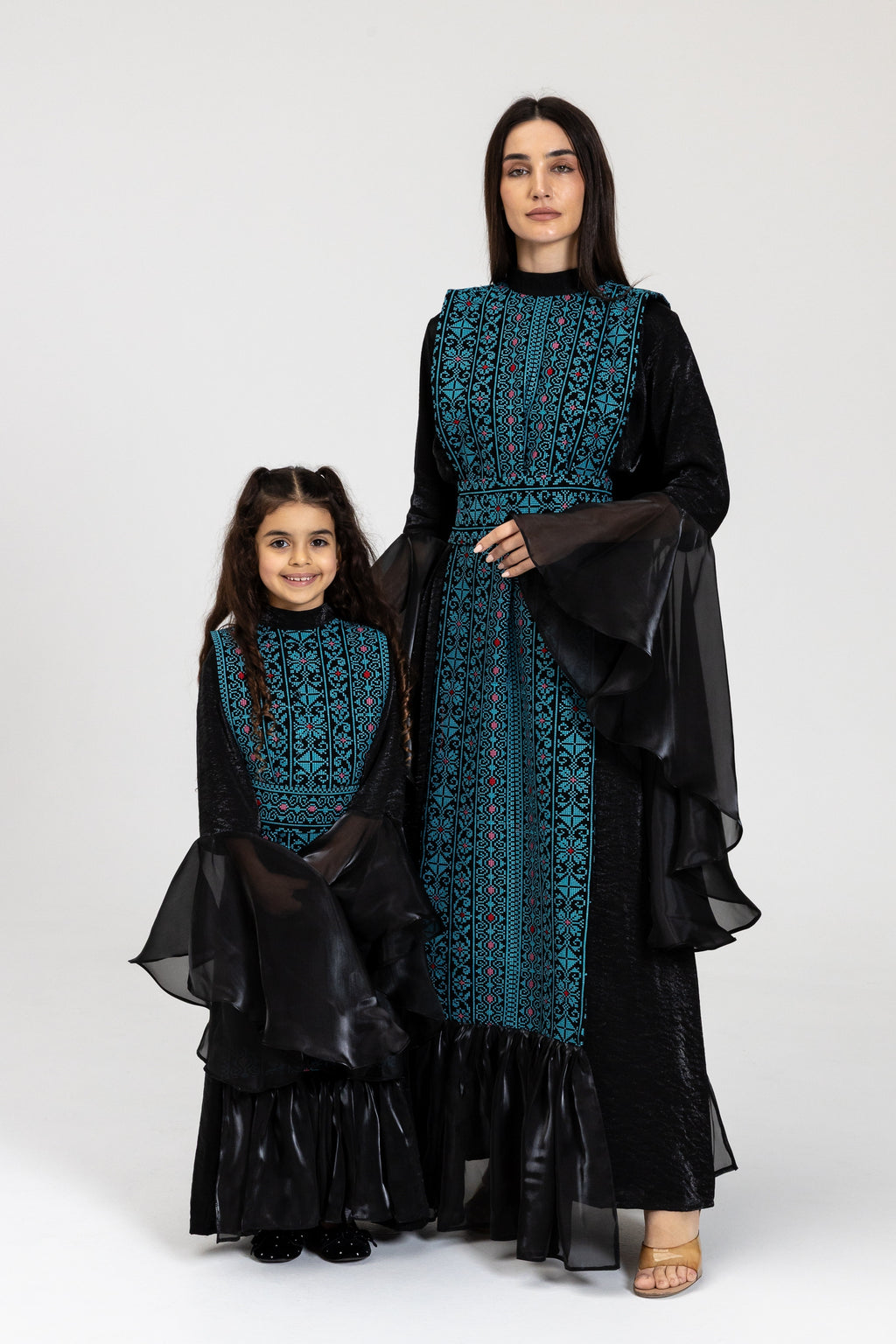 Kids Black Dress with Embroidered Overlay