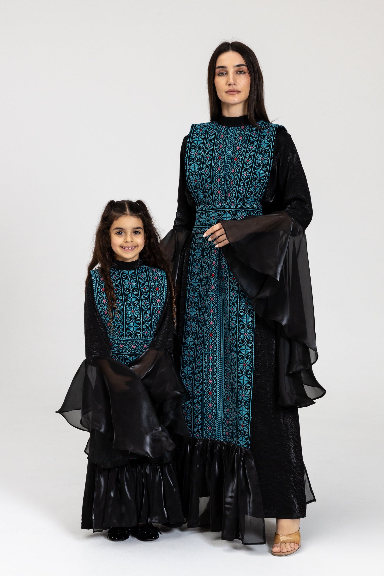 Kids Black Dress with Embroidered Overlay