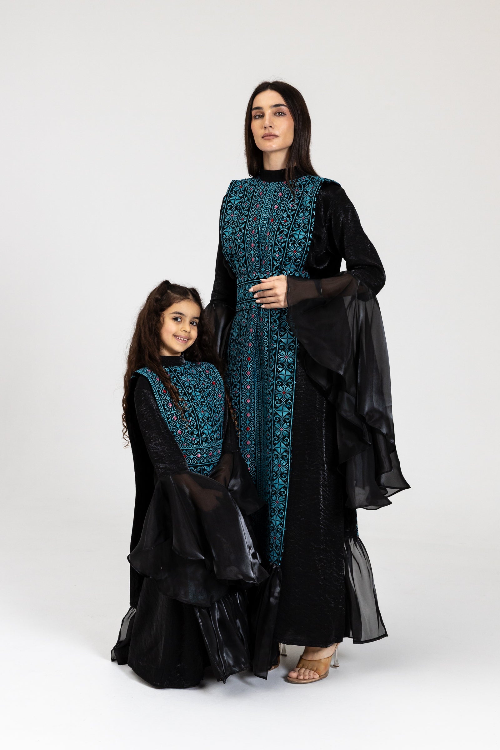 Kids Black Dress with Embroidered Overlay