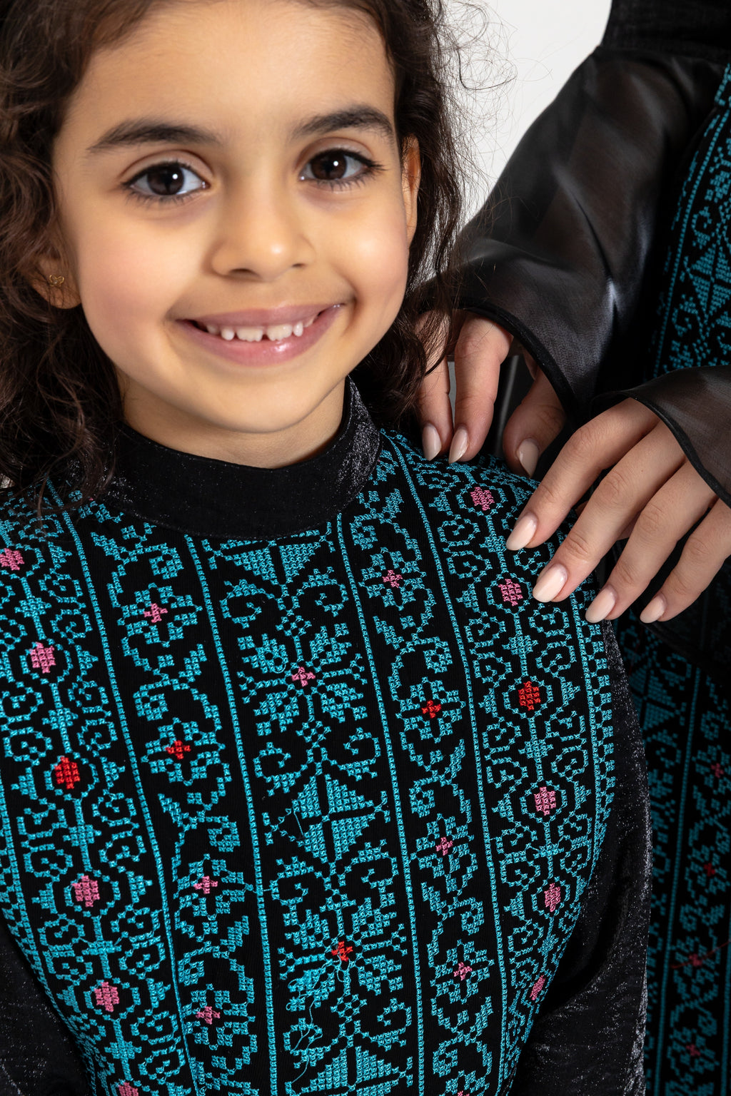 Kids Black Dress with Embroidered Overlay