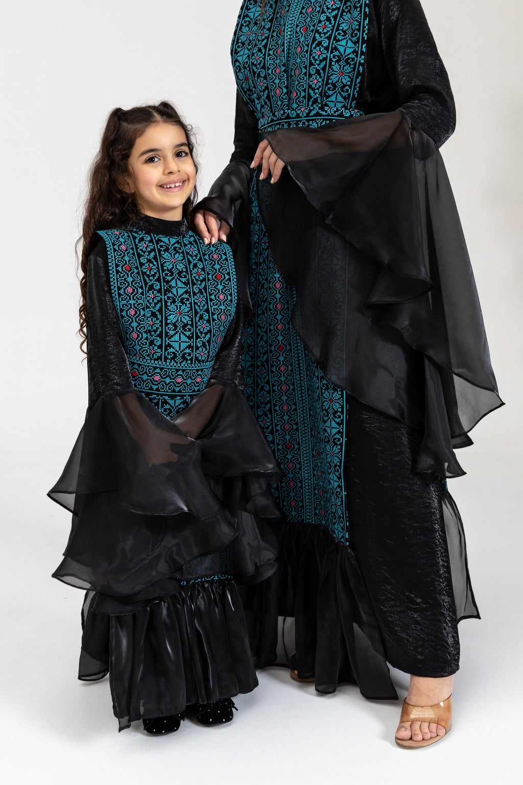 Kids Black Dress with Embroidered Overlay