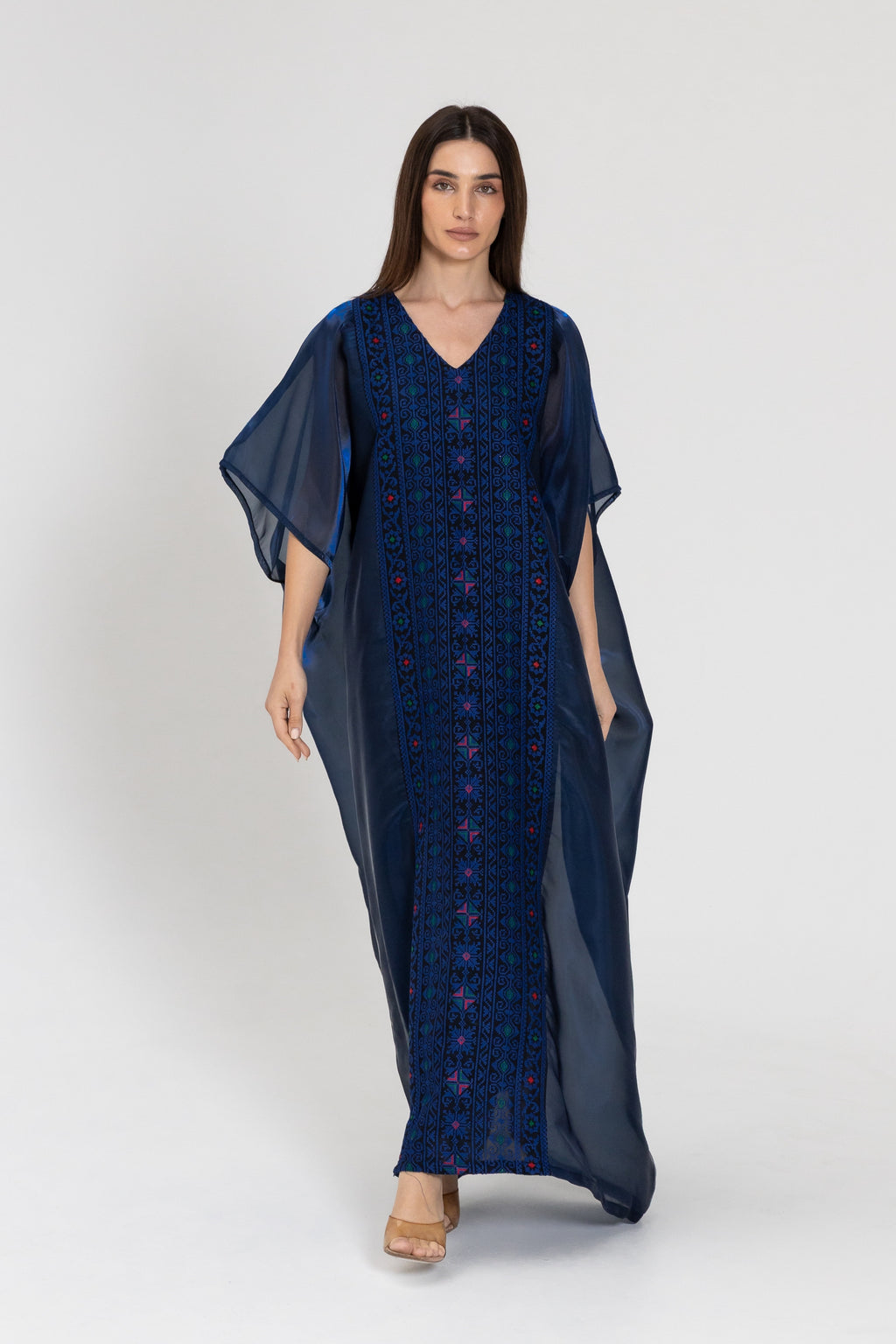 Navy Kaftan with Embroidery