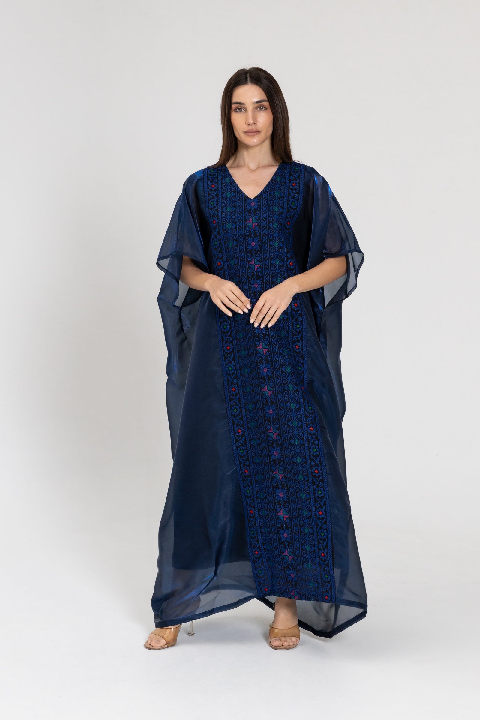 Navy Kaftan with Embroidery