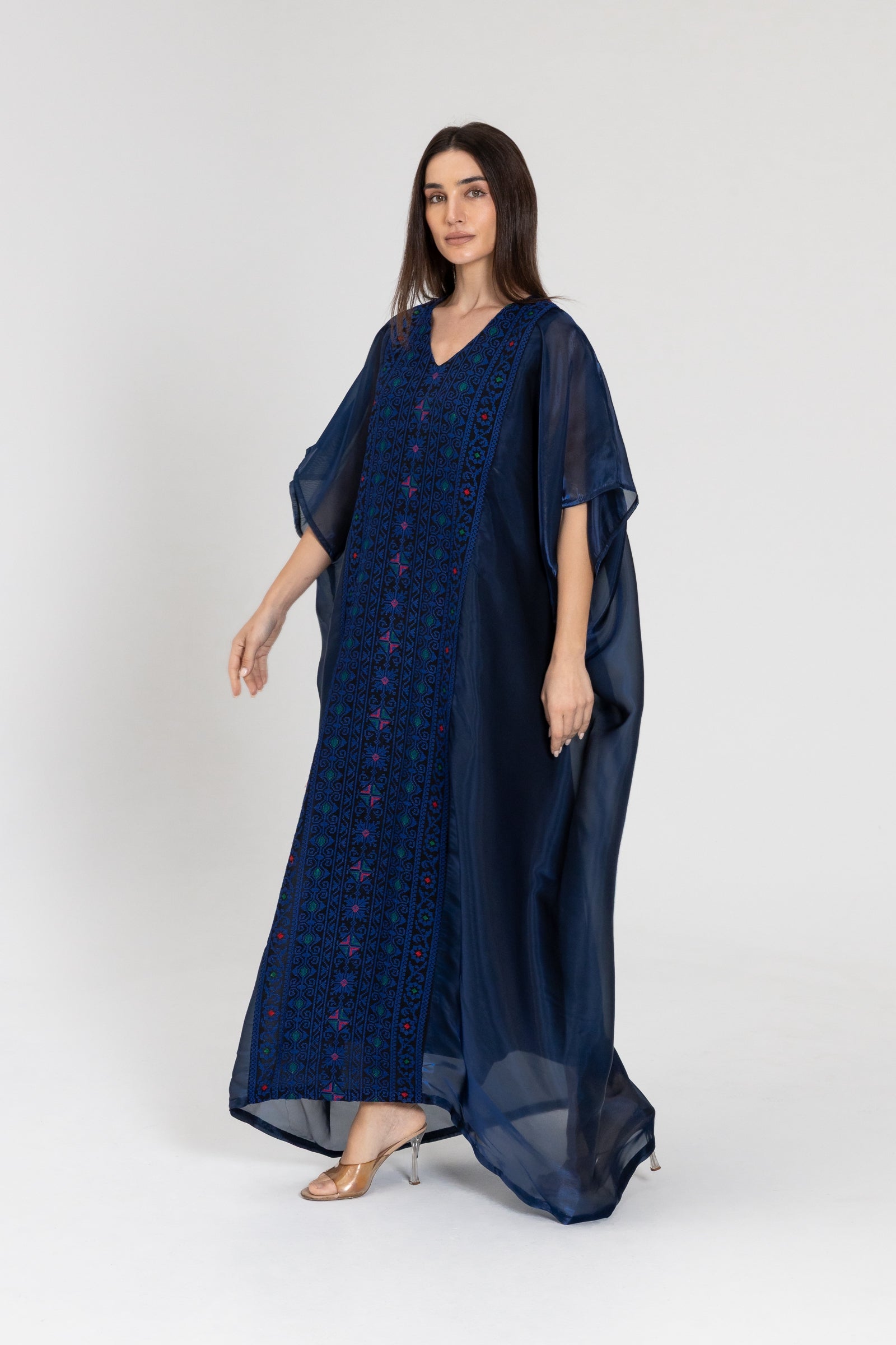 Navy Kaftan with Embroidery