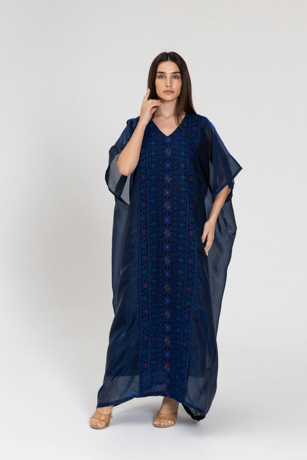 Navy Kaftan with Embroidery