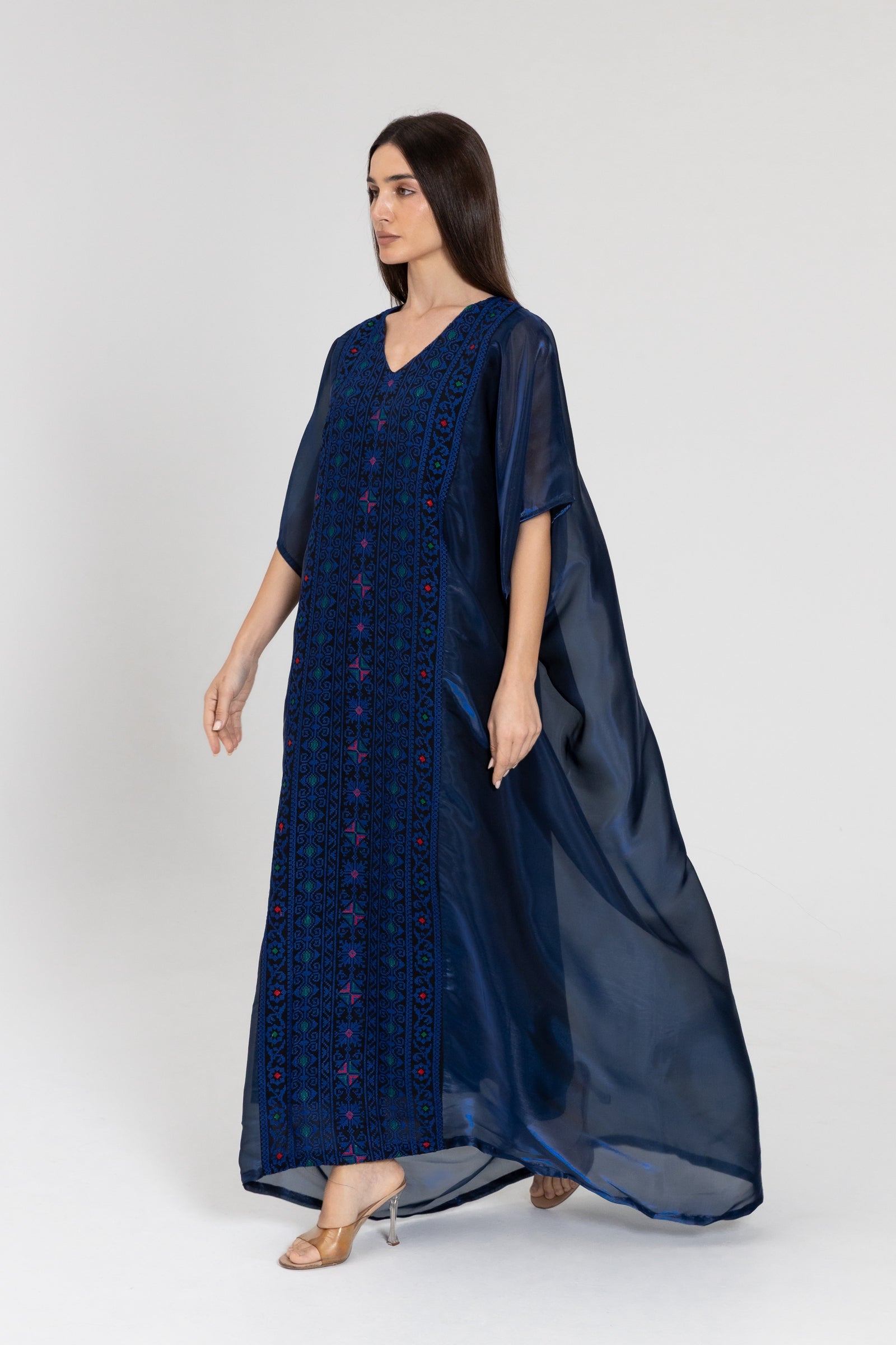 Navy Kaftan with Embroidery