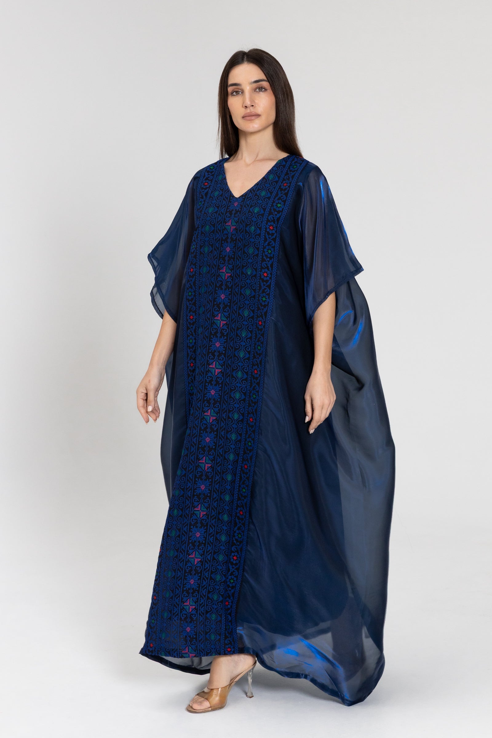 Navy Kaftan with Embroidery