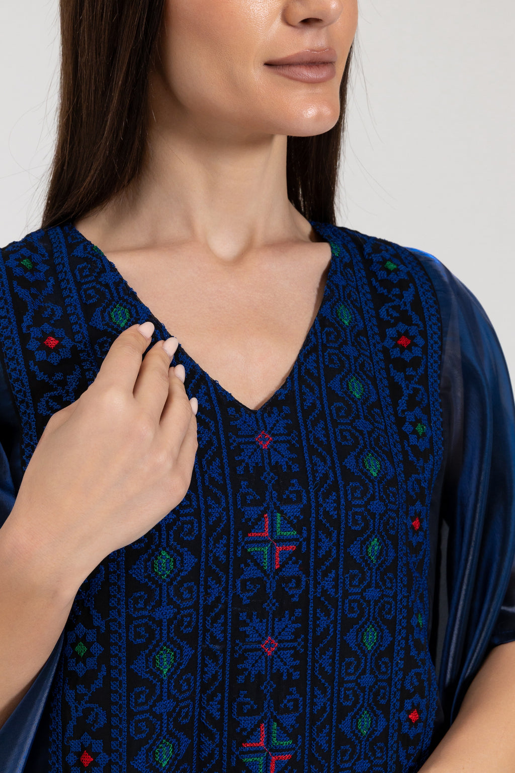 Navy Kaftan with Embroidery