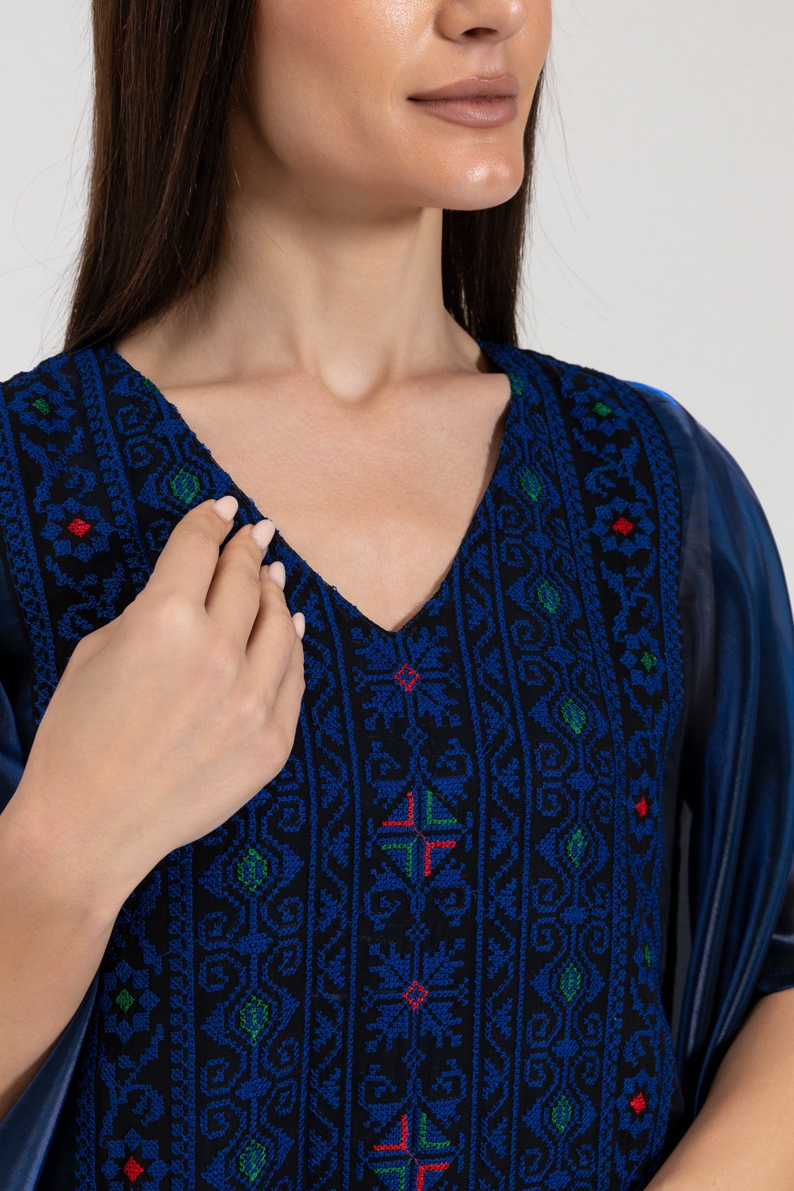 Navy Kaftan with Embroidery