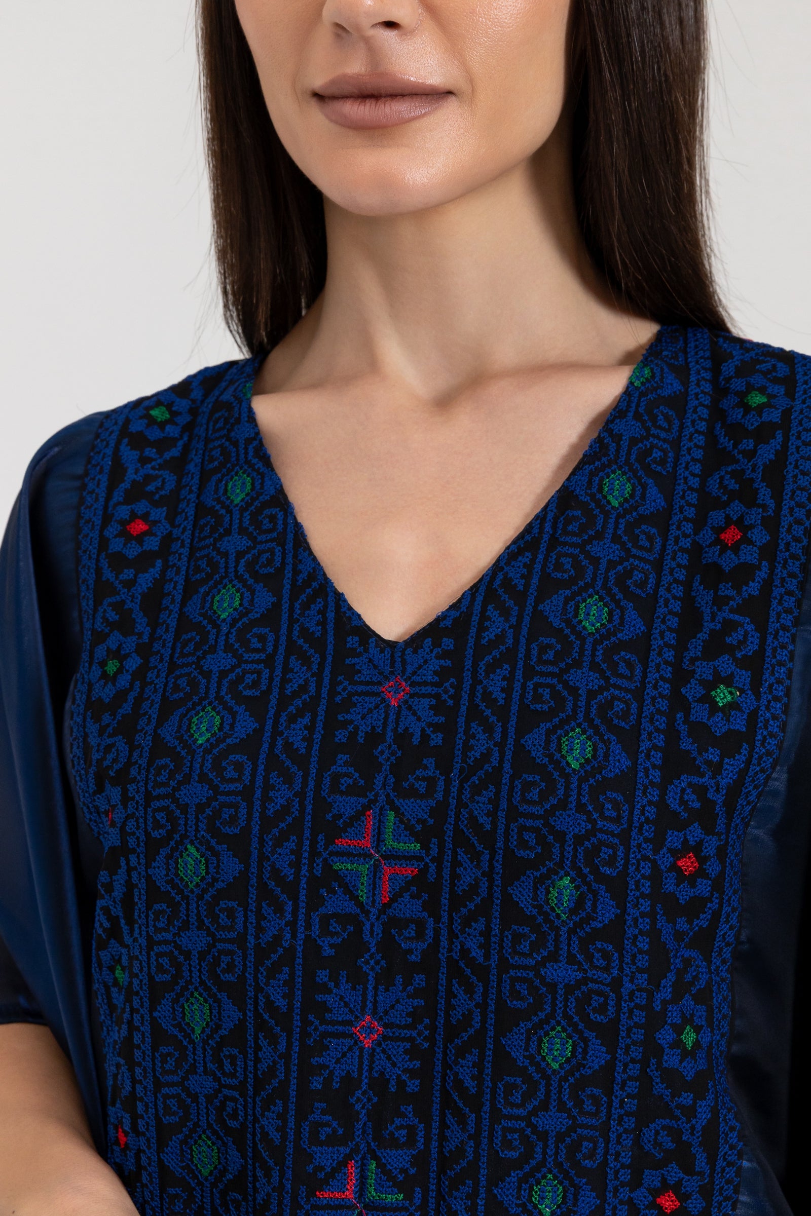 Navy Kaftan with Embroidery