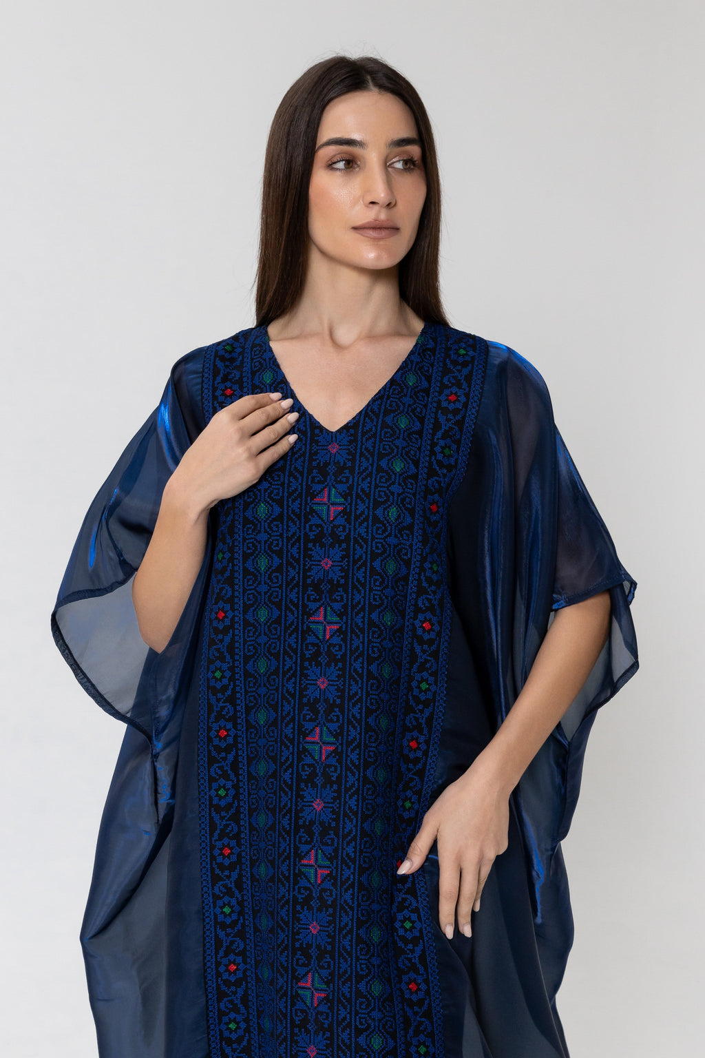 Navy Kaftan with Embroidery
