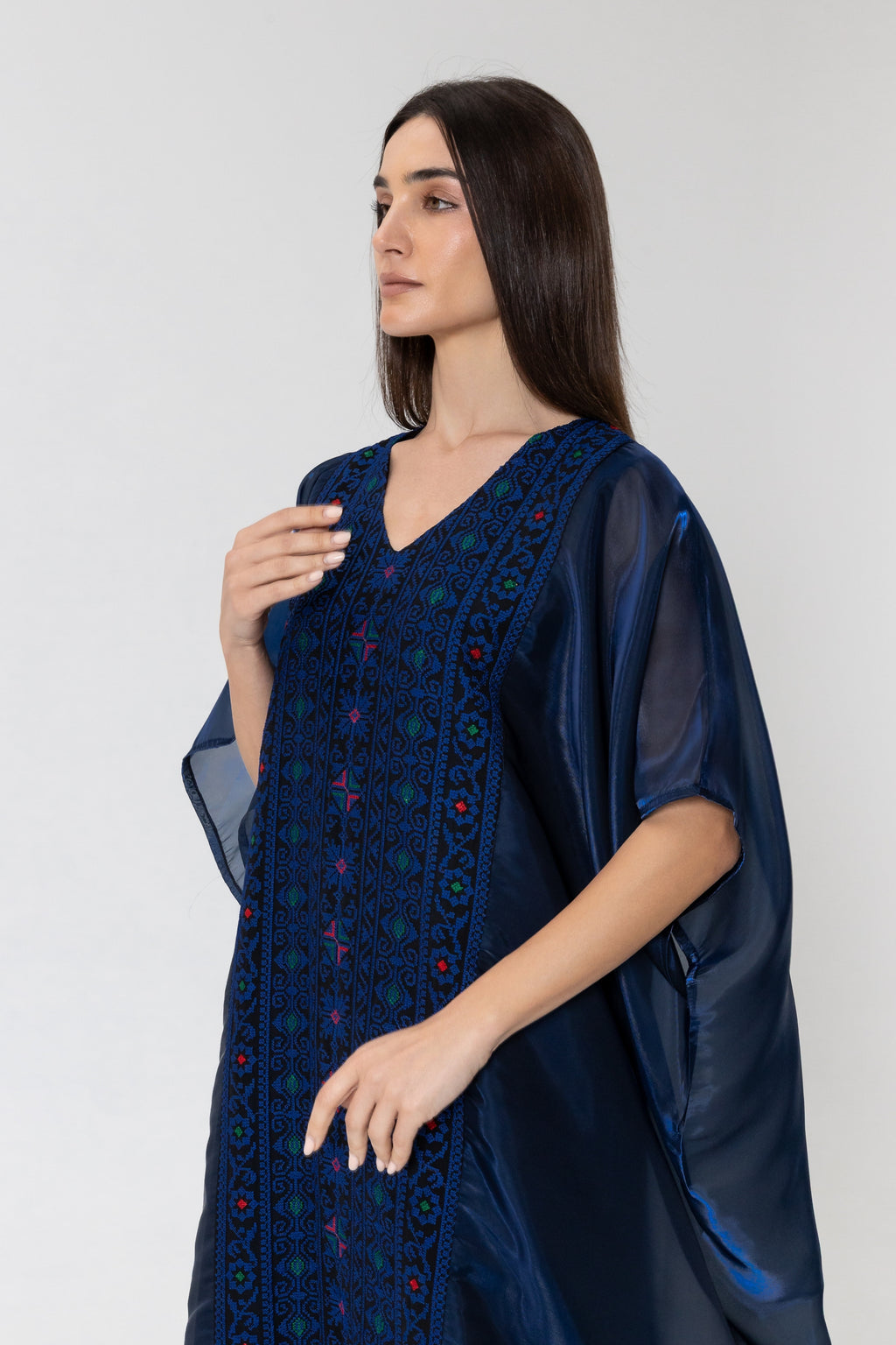 Navy Kaftan with Embroidery
