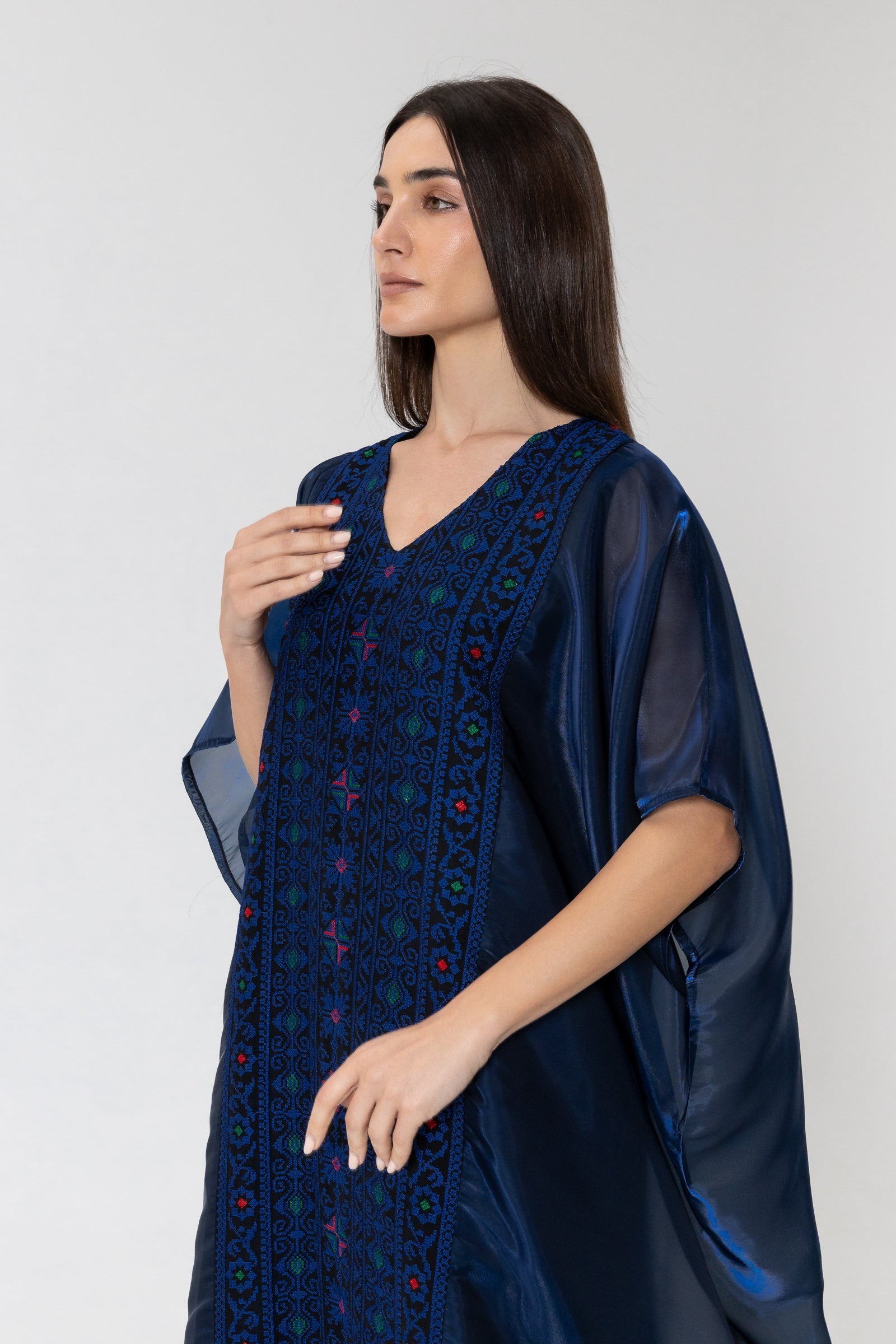 Navy Kaftan with Embroidery