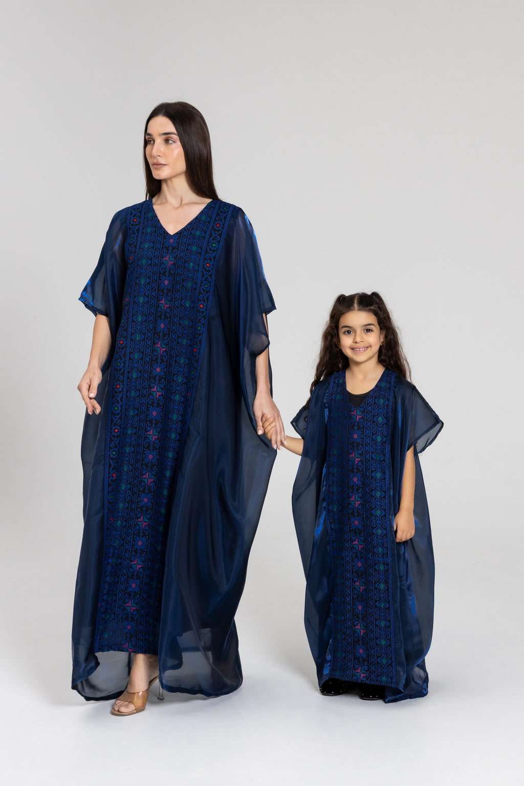 Kids Navy Kaftan with Embroidery