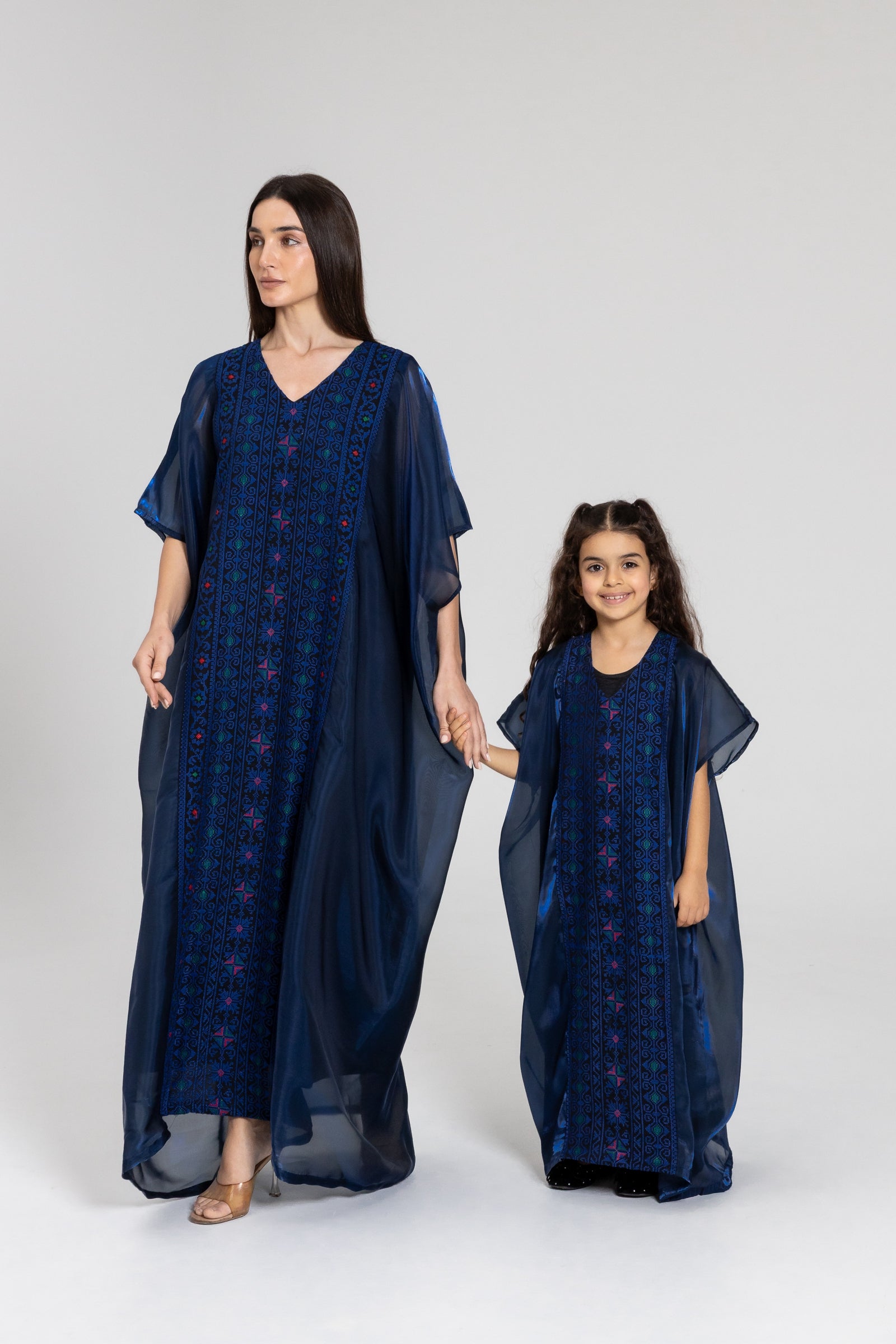 Kids Navy Kaftan with Embroidery