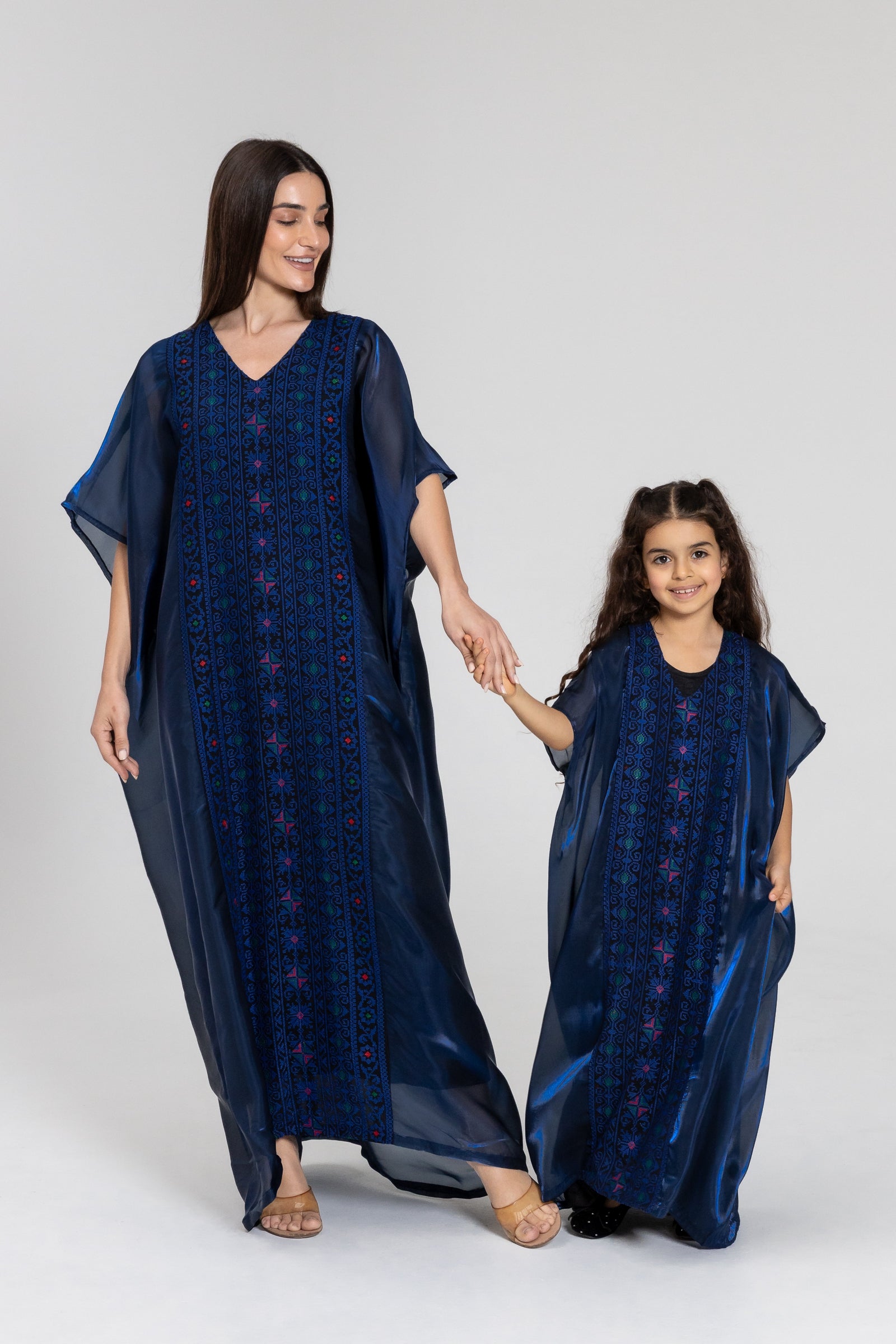 Kids Navy Kaftan with Embroidery
