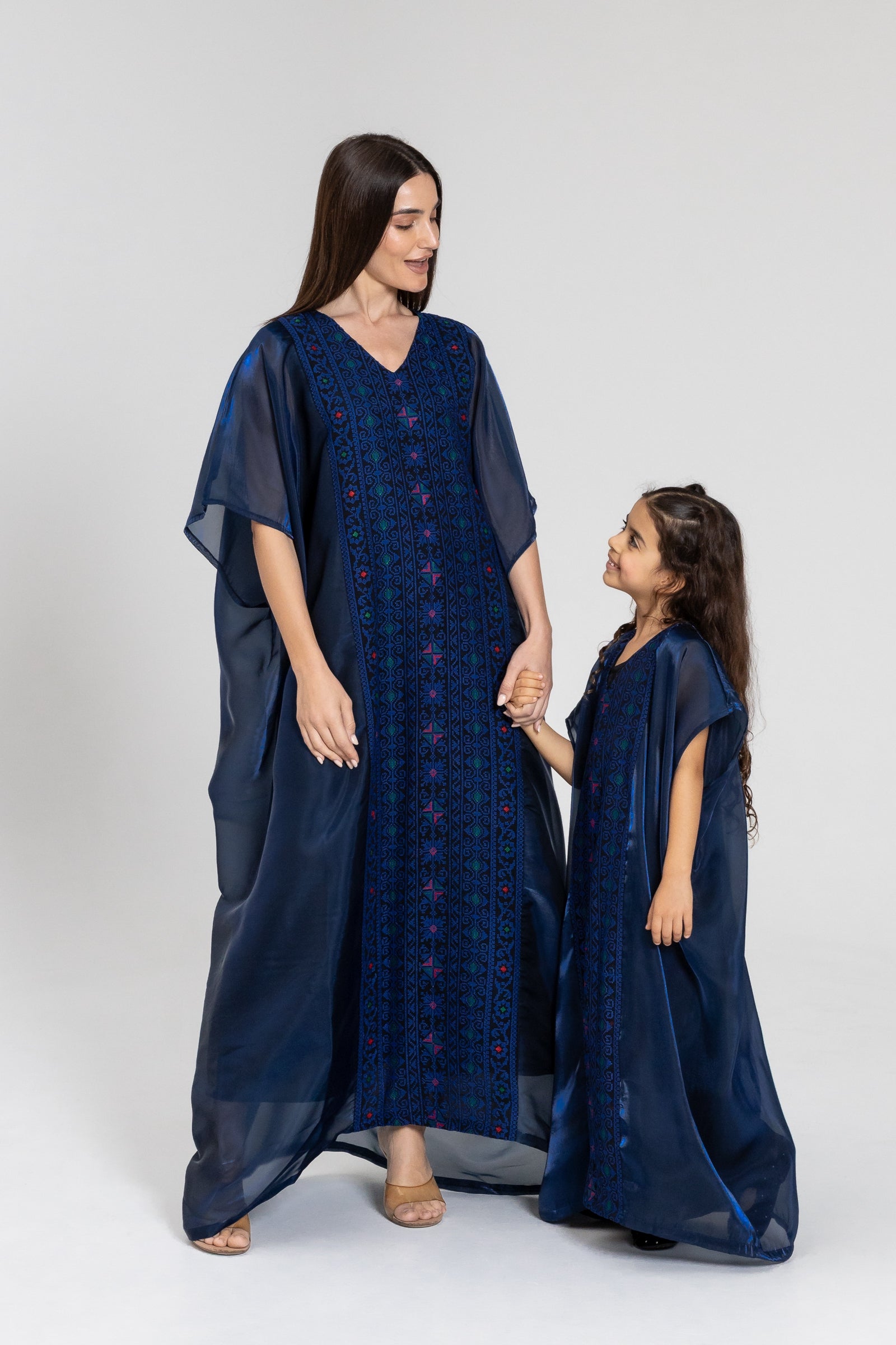 Kids Navy Kaftan with Embroidery