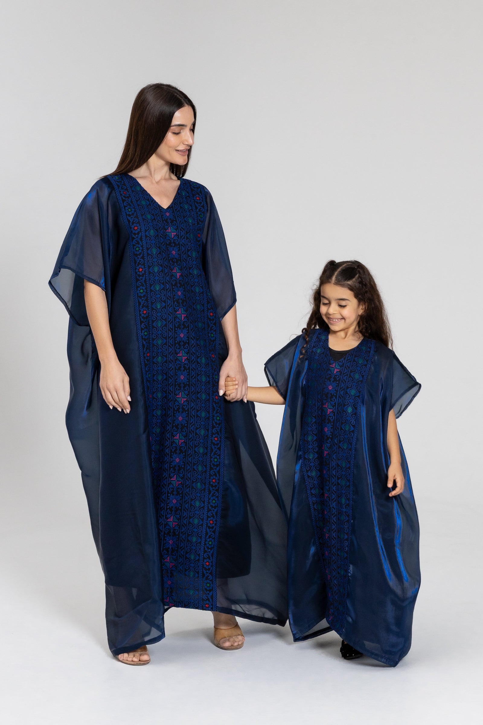 Kids Navy Kaftan with Embroidery