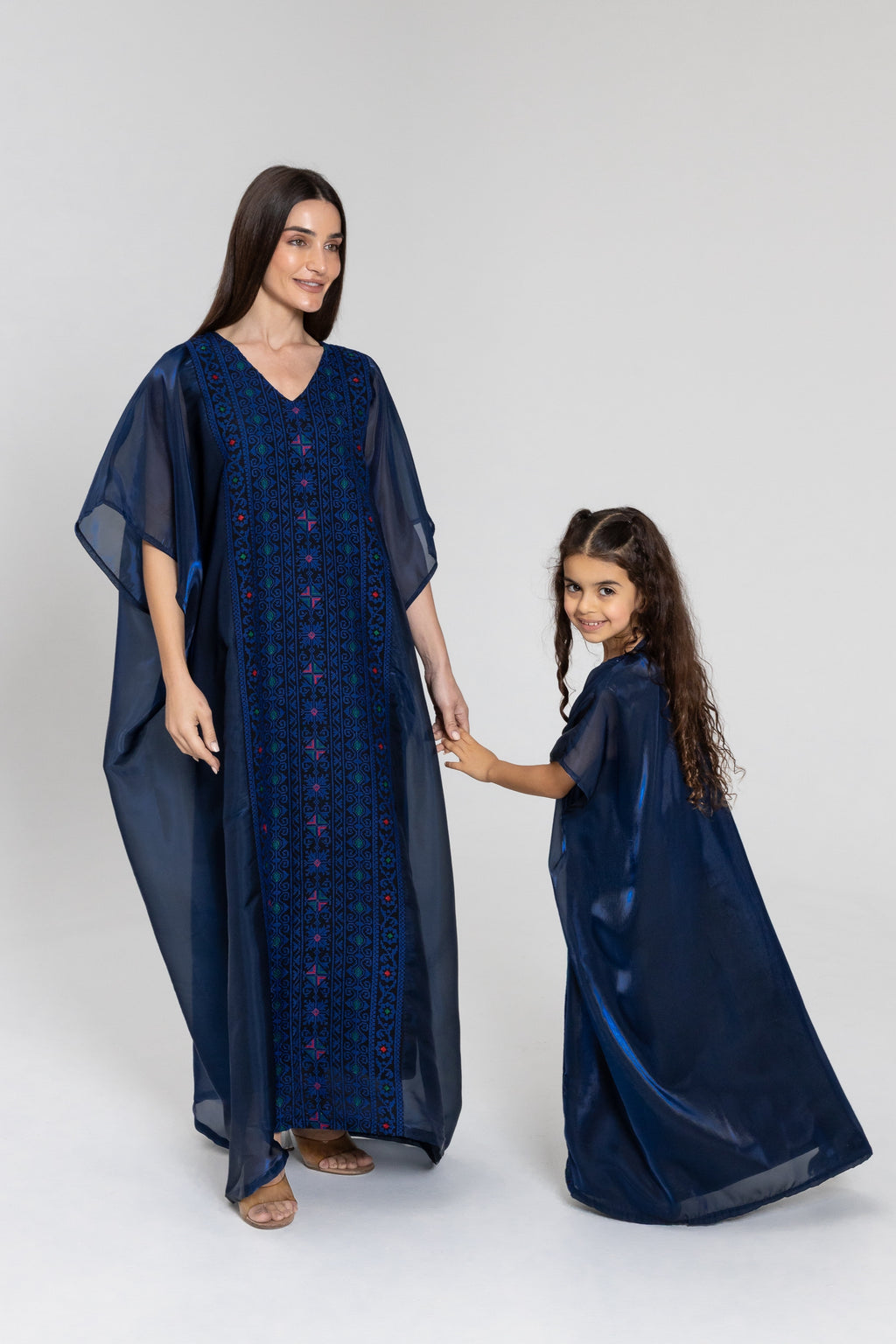 Kids Navy Kaftan with Embroidery