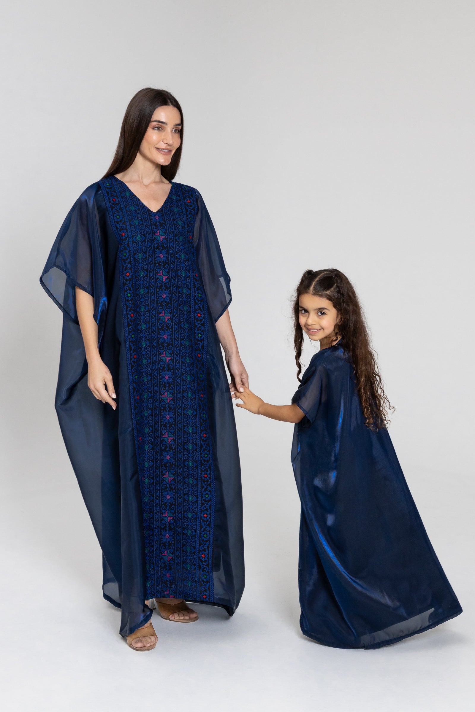 Kids Navy Kaftan with Embroidery