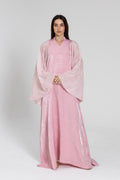 Light Pink Kaftan with Embroidered Sleeves