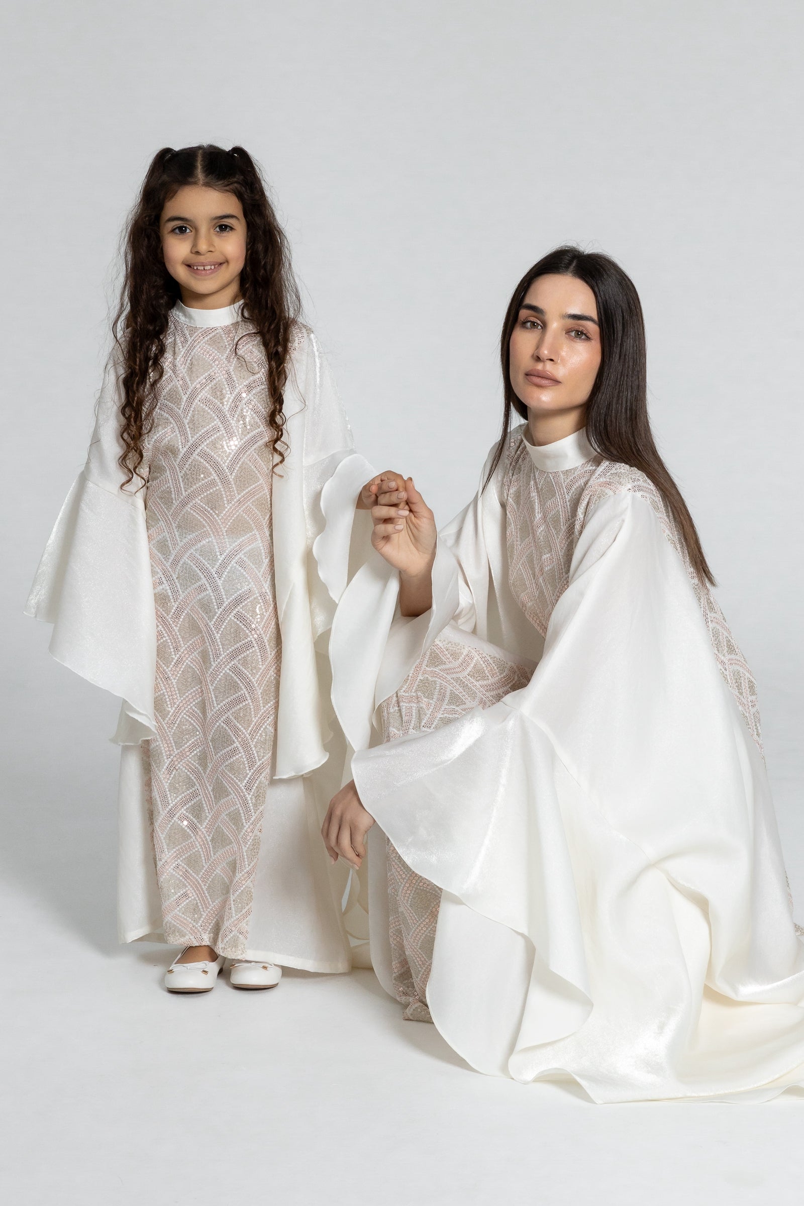 Kids White Embellished Kaftan