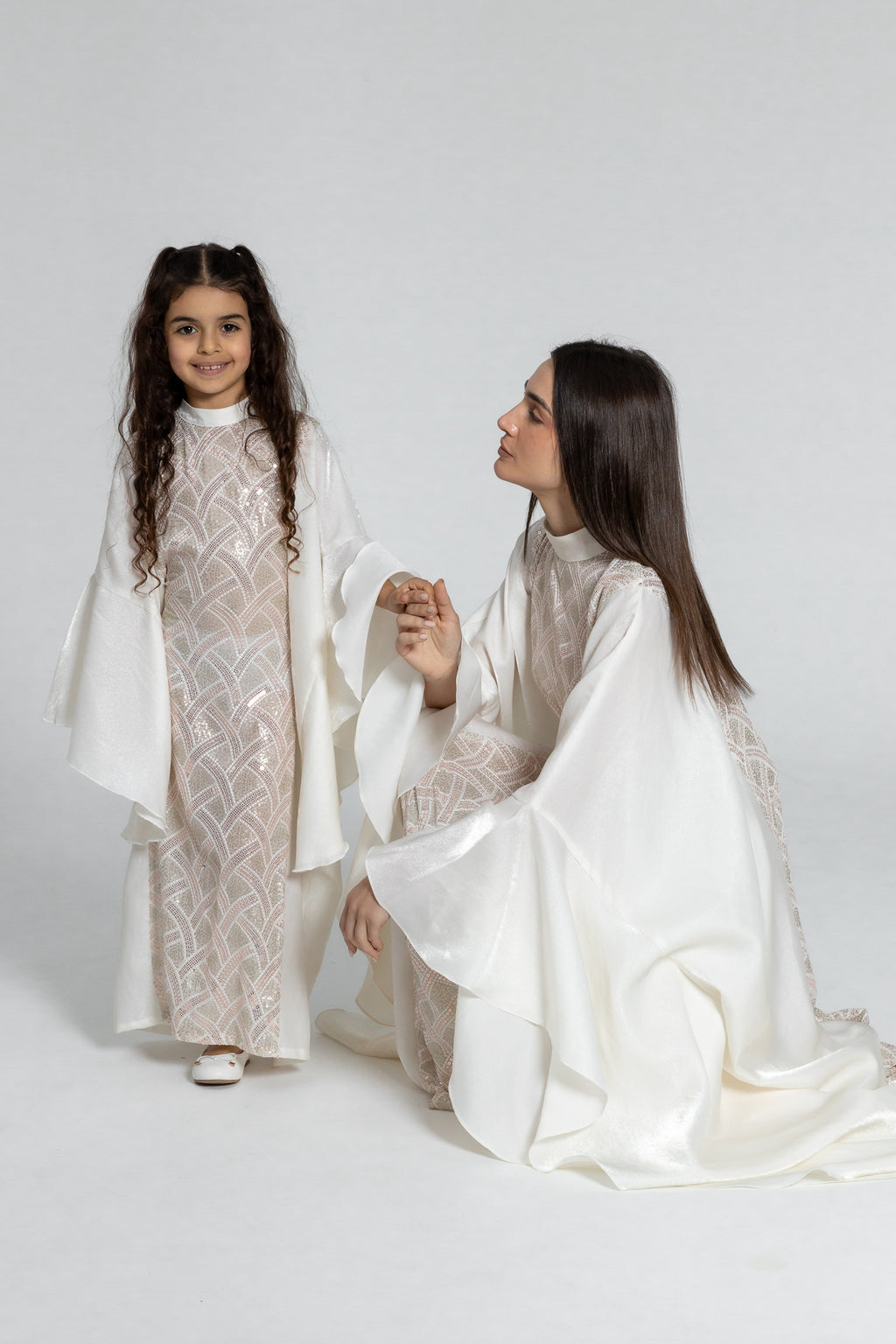 Kids White Embellished Kaftan
