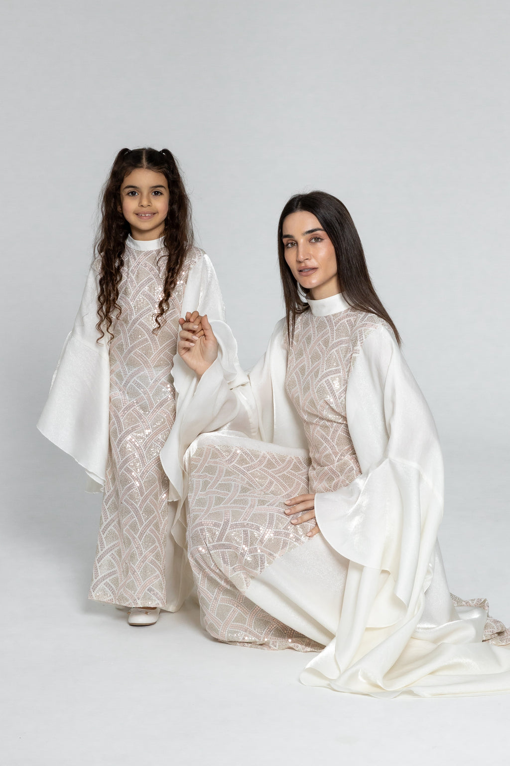 Kids White Embellished Kaftan