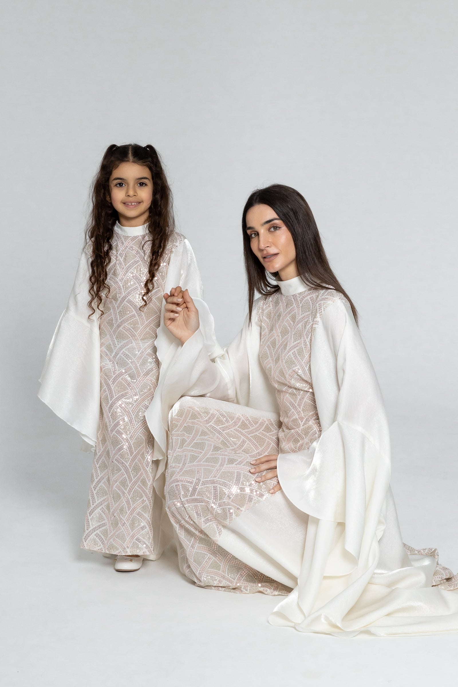 Kids White Embellished Kaftan