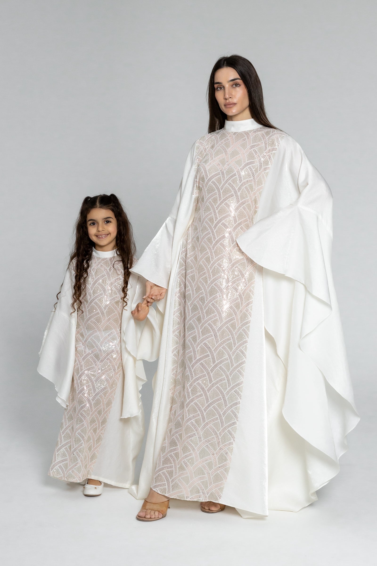 Kids White Embellished Kaftan